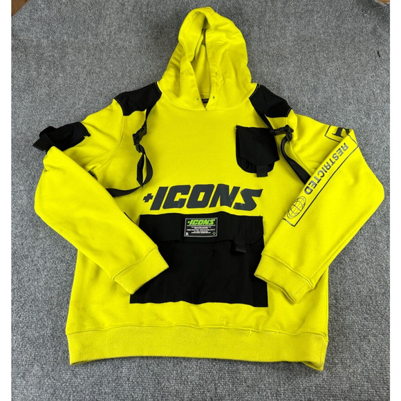 Icons Neon Pullover Hoodie Sweater Outer Many Pockets Hudsons Adult Size L - Picture 1 of 9